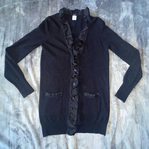 J Crew Mix Media Cardigan Size Medium Black - Picture 1 of 9